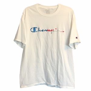 CHAMPION men’s shirt white size XL. Logo in front
